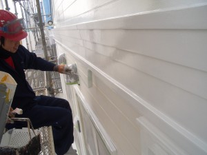 上塗りの作業の様子
